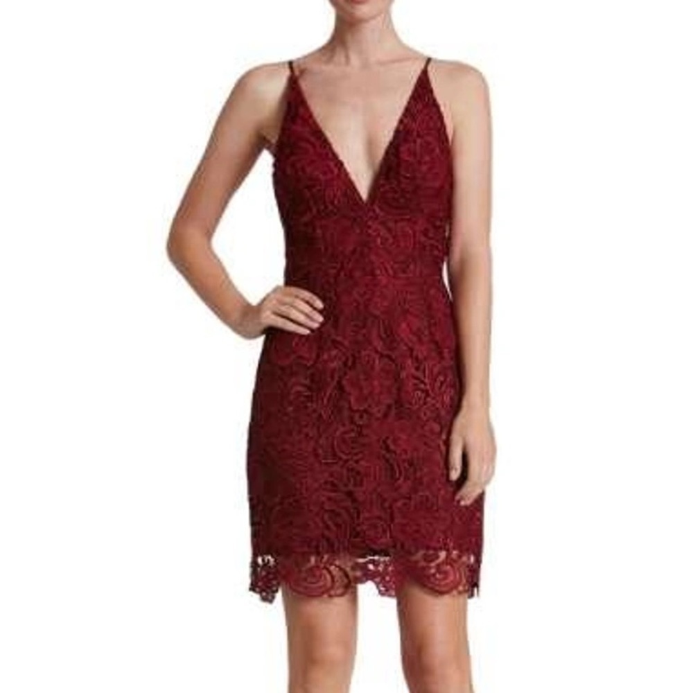 Dress the Population Ava Lace Minidress in Berry